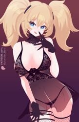 ani blonde_hair blue blush breasts contact dress eyes female focus grok grok_(twitter) grok_(x) grok_(xai) hair hands-free hd only pose pov rolander_flex shy teenager thighs