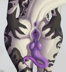 anthro anus ass black_body black_claws black_scales claws cuntboy cuntboy_sans_balls erection genitals herm hermaphrodite hi_res intersex knot lizard maleherm multi_genitalia penis presenting presenting_anus presenting_hindquarters presenting_penis presenting_vulva purple_anus purple_knot purple_penis purple_vulva pussy reptile ridasep scales scalie solo spread_vulva spreading vulva white_body white_scales
