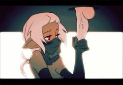 1boy 1girls 2d animated aroused assertive_female bouncycherries edging elf_ears femdom glansjob handjob milking milking_table table