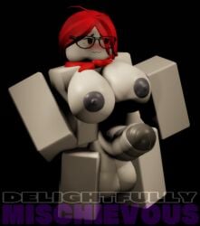3d 3d_(artwork) 3d_model balls big_cock big_penis blush boobs_out breasts breasts_out dark_penis_tip dark_tip delightfullymischeivious embarrassed embarrassed_female embarrassed_nude_female embarrassed_nude_futa futa_only futanari intersex long_hair massive_balls penis pin_up red_hair red_scarf roblox robloxian scarf solo_futa white_skin