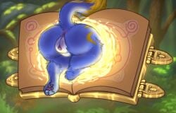 2024 absurd_res anus ass blue_body blue_fur blurred_background book butt_shot clitoral_hood clitoris detailed_background digitigrade dipstick_tail faceless_character faceless_female felid feline female female_feral feral forest fur genitals hi_res humanoid_genitalia humanoid_genitalia_on_feral humanoid_vulva humanoid_vulva_on_feral league_of_legends levitation magic magical_mishap mammal markings moss open_book outside pawpads pink_pawpads plant plump_labia portal pussy raised_tail rear_view riot_games rock solo spellbook stuck tail tail_anus tail_markings tencent tree vulva wolps yuumi_(lol)