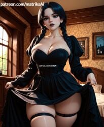 ai_generated big_breasts bikini black_hair breasts cleavage female female_focus female_only giant_breasts goth gothic huge_breasts human large_breasts lingerie matriksai seductive solo the_addams_family twintails twintails_(hairstyle) wednesday_addams