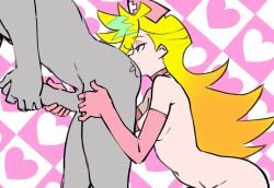 1boy 1boy1girl 1girls anilingus anilingus_from_female blonde_hair breasts choker elbow_gloves eyeshadow female female_rimming_male gloves handjob large_penis male naked_gloves nipples nurse nurse_cap panty_&_stocking_with_garterbelt panty_anarchy parallaxfused penis perky_breasts pink_choker pink_eyeshadow pink_gloves reach-around rimjob rimming rusty_trombone small_breasts solo_focus straight