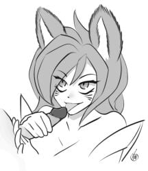 ahri animated assertive_female bouncycherries double_handjob handjob league_of_legends licking licking_penis tongue