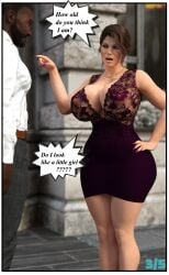 3d 3d_(artwork) agressive athletic athletic_female bbc before_sex big_ass big_breasts breasts brown_hair cleavage collar colored_skin comic comic_page dress english english_text female female_focus lara_croft large_ass large_breasts makeup male male/female mature mature_female metal_01 milf open_eyes original_character page_3 public size_difference skirt standing street surprise surprised surprised_expression tattoo tattoo_on_chest tattooed_arm tattoos text text_bubble tomb_raider