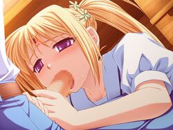 ayatsuki_riri blonde_hair censored ero_smash fellatio game_cg oral tagme violet_eyes