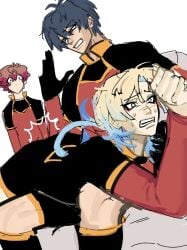 3males alexis_ness angry angry_expression angry_face blonde_hair blue_eyes blue_hair blue_lock clothed clothing dominant_male dyed_hair funny hands_up isagi_yoichi kaiser_michael male male_only michael_kaiser on_couch on_lap on_sofa punishment rat_tail_(hairstyle) red_eyeliner red_hair sadism safe_for_work scared scared_expression sfw shocked shocked_expression slapping_ass slapping_butt soccer_jersey soccer_player soccer_uniform someone_save_ness spanking spanking_ass spanking_butt submissive_male tagme terrified traumatized watching