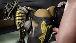 3d anal anal_sex animated ass athletic_female babymoonart big_ass cowgirl_position cum cum_in_pussy cum_inside from_behind human human_penetrating light-skinned_male longer_than_30_seconds mesa_(warframe) mesa_prime_(warframe) penetration prone_bone reverse_cowgirl_position robot robot_girl sex sound tagme vagina vaginal_penetration video warframe