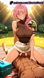 1boy 1girls 2025 abs ai_generated artist_name belt big_breasts big_chest blue_eyes blush breasts bug bust busty butterfly chest clenched_teeth clothed_female_nude_male clothed_sex cowgirl_position eclair_farron electroworld falling_leaves female female_on_top final_fantasy fucking grass hi_res high_quality high_resolution highres intercourse large_breasts long_hair love_making male nude outdoors patreon patreon_username penetration pink_hair pov pussy ribbed_shirt ribbed_sweater riding sex sexual_intercourse skirt sleeveless smile stable_diffusion straddling straight sweat sweater turtleneck vaginal_penetration watermark