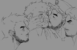 4boys anonymous_male artist_request bara beard_stubble date_everything dorian_(date_everything) gay kissing male male/male male_only player_character selfcest sketch sketch_page yaoi
