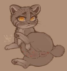 2024 8_nipples :3 anus ass bedroom_eyes belly chest_tuft digitigrade facial_stripes felid feline female female_feral feral full-length_portrait fur genitals high-angle_view holding_belly humanoid_genitalia humanoid_genitalia_on_feral humanoid_vulva humanoid_vulva_on_feral looking_at_viewer looking_up lying mammal multi_nipple narrowed_eyes nipples on_side orange_eyes outline pallas's_cat pawpads portrait pregnant pregnant_feral presenting presenting_anus presenting_hindquarters presenting_vulva pupils seductive short_tail simple_background slit_pupils solo tail tan_background tuft vulva whiskers wolps y_anus