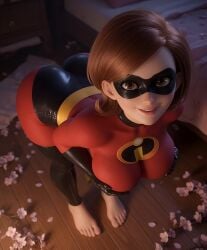 ai_generated ass big_breasts bigass bodysuit bubble_butt curvy curvy_female curvy_figure elastigirl feet female female_only flower_petals helen_parr latex latex_bodysuit latex_fetish looking_at_viewer mature_female mature_woman milf mom mommy mommy_kink mother posing posing_for_the_viewer the_incredibles