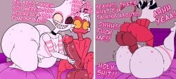 2boys 4_arms anal anal_sex angel_dust angel_dust_(hazbin_hotel) ass balls big_ass big_butt big_penis bodily_fluids cheating cheating_husband comic demon duo feet femboy furu_flami gay genital_fluids genitals gold_tooth hazbin_hotel helluva_boss humanoid imp infidelity male male/male moon moxxie_(helluva_boss) multi_arm multi_limb nipples penetration penis sharp_teeth size_difference sweat teeth thick_penis thick_thighs toes tongue