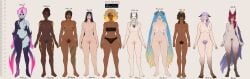 absurd_res alune_(lol) animal_ears animal_humanoid big_breasts breasts chart demon demon_humanoid evelynn_(lol) female front_view genitals grey_background group height_chart hi_res high_heels human humanoid irelia_(lol) karma_(lol) league_of_legends looking_at_viewer mammal mel_(lol) nude peppernsalt pubes pussy rell_(lol) riot_games sett's_mom_(lol) simple_background small_breasts sona_(lol) taliyah_(lol) tencent text thick_thighs vulva wide_hips xayah_(lol)