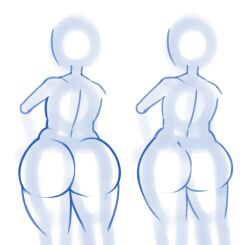 2023 2girls ass_comparison ass_focus ass_size_difference back_view big_ass chubby chubby_female comparing comparing_asses faceless faceless_female female jinnsart naked nude nude_female original original_character original_characters sketch slighty_chubby tagme
