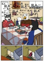 absurd_res accipitrid accipitriform anthro avian bird breasts canid canine canis clothed clothing comic daddy_kink dialogue digital_media_(artwork) domestic_dog duo eagle english_text family feathery fellatio female fox group hi_res humor husky lgbt love male male/male mammal masturbation mature_female nordic_sled_dog oral penile penis romantic romantic_couple sagilmito sex simple_background slice_of_life spitz text