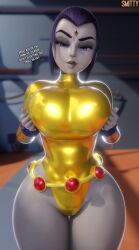 3d 3d_(artwork) blender_(software) breasts large_breasts leotard pov raven_(dc) smitty34 teen_titans wide_hips