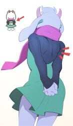 deltarune femboy goat long_ears male pink_horns pink_scarf ralsei ralsei_with_white_fur tagme white_fur
