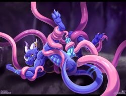 anal anal_sex anthro arms_tied bound dragon hi_res knot legs_in_air male male_only meowcephei penetration sex solo tentacle tentacle_in_ass tentacle_penetration tentacle_sex