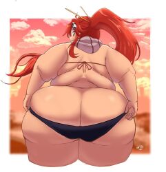 1girls 2023 absurd_res ass ass_cleavage ass_focus bbw butt_crack chubby chubby_female female female_focus hips huge_ass huge_thighs long_hair looking_back overweight overweight_female plump ponytail red_hair scarf shorts signature solo solo_female solo_focus tengen_toppa_gurren_lagann thick_thighs thighs voluptuous whatyoudeserved wide_hips yoko_littner