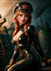 1girls ai_generated anna_(frozen) big_breasts braid breasts catsuit celebrity cleavage detailed disney disney_channel disney_princess female female_only frozen_(film) frozen_2 gloves high_quality hourglass_figure hyperrealistic latex leak leaked leather leather_jacket logart red_hair seductive sensitive smile smiling solo soviet stable_diffusion