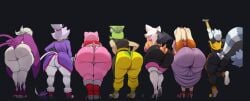 amy_rose ass ass_chart ass_row big_ass big_breasts blackwhiplash blaze_the_cat breasts bubble_butt edit female furry green_fur grey_fur huge_ass huge_breasts orange_fur pink_fur purple_fur rouge_the_bat sonic_(series) sonic_the_hedgehog_(archie) sonic_the_hedgehog_(idw) sonic_the_hedgehog_(series) surge_the_tenrec tail tangle_the_lemur vanilla_the_rabbit wave_the_swallow white_fur wings