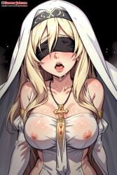 ai_generated blindfold blonde_hair gamarjobson goblin_slayer open_mouth seductive sword_maiden_(goblin_slayer) visible_nipples