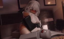 1boy 1girls 3d anon bed bedroom big_ass big_breasts big_butt blush dead duo duo_focus female fully_clothed glasses niki_okarin nun nun_outfit on_bed on_bottom on_top roblox roblox_avatar robloxian thick_thighs thighhighs white_hair