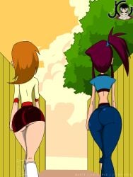 2girls animated ass big_ass dancing_fish_members female_only gif heidi_weinerman jimix_cruz loop morgan_(randy_cunningham) panties purple_hair randy_cunningham:_9th_grade_ninja rear_view red_hair thick_thighs walk_cycle walking white_panties