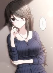 big_breasts ikari_manatsu kurai_anoko_to_shitai_koto necklace sasaki_touko sweater tagme