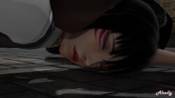 3d 3d_animation ahwlly_(artist) all_fours alley anal anal_rape animated ass big_ass black_hair cardigan cum_pool dark-skinned_male defeated eye_closed face_down_ass_up floor foot_on_head held_down interracial kunimitsu kunimitsu_ii large_ass large_penis light-skinned_female loafers looking_back namco nude_male_clothed_female on_floor one_eye_closed ponytail public public_sex rape shirt skirt skirt_lift sound tagme taken_from_behind tekken tekken_7 thick_thighs traffic_cone trash trash_bag uniform video