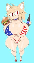 1girls 4th_of_july american_flag_bikini ass big_ass big_breasts blonde_hair breasts female female_only huge_ass huge_breasts melty_blood neco-arc red_eyes shortstack solo thecon thick_thighs tsukihime type-moon wide_hips