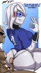 alternate_version_available anon buttjob deltavirtue dragon_ball dragon_ball_heroes dragon_ball_super dragon_ball_xenoverse dragon_ball_z fat_ass female_majin hetero jersey medals money monster_girl oc purple-tinted_eyewear scouter tinted_eyewear