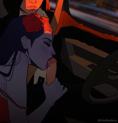 2futas car car_interior casual clothing driving fellatio futa_on_futa futanari lighting oral overwatch penis road_head theredhoodbunny valorant viper_(valorant) widowmaker