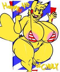 anthro anthro_only anthrofied big_breasts breasts chu_(kingretrokirby) fourth_of_july generation_1_pokemon huge_breasts kingretrokirby nintendo pikachu pokémon_(species) pokemon pokemon_(species) thick_thighs wide_hips