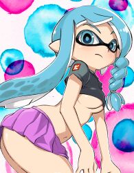 1girls exposed_stomach inkling inkling_girl looking_at_viewer muramasa_mikado short_skirt solo splatoon underboob