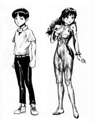 1boy 1girls black_hair bodysuit breast_expansion breast_growth breasts cluedog female female_shinji gainax gender_transformation genderswap_(mtf) greyscale hair_growth human long_hair monochrome mtf_transformation neon_genesis_evangelion pilot_suit plugsuit rule_63 shinji_ikari short_hair thigh_expansion thighs transformation transformation_sequence wide_hips