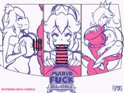 1boy 2girls animated blowjob breasts censored ilustretsspoks mario mario_(series) paizuri princess_peach princess_rosalina sex super_mario_3d_all-stars super_mario_64 super_mario_galaxy