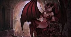 1girls artist_request black_hair demon_girl demon_horns demon_tail demon_wings demoness devil_girl devil_horns devil_tail devil_wings female female_focus female_only goddess horns long_tongue mirco_cabbia sciamano240 succubus succubus_horns succubus_queen succubus_tail succubus_wings tail throne wings yellow_eyes