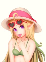 1girls bikini bikini_top blonde_hair dpannkaka fire_emblem fire_emblem_awakening green_clothing hat lollipop nintendo nom nowi_(fire_emblem) pannkaka666 pointy_ears purple_eyes solo sunglasses sunglasses_on_head