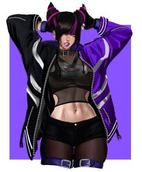 1girls abs big_breasts capcom cosplay female female_only juri_han kittymiya namco navel pantyhose pov reina_mishima reina_mishima_(cosplay) short_hair street_fighter tekken tekken_8 thigh_strap tomboy