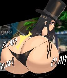 cross_samax guilty_gear guilty_gear_strive huge_ass long_hair panties red_eyes testament_(guilty_gear) tophat twerking