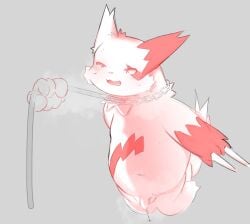 anthro bodily_fluids chubby_male collar collar_only duo generation_3_pokemon genital_fluids hrsknekoneko leash leashed_collar male male/male nintendo nude pokemon pokemon_(species) precum precum_string smoke_from_mouth solo steam zangoose