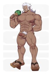 1boy abs alternate_species balls bara big_muscles big_nipples big_pecs daddy dark-skinned_male dark_skin dilf erection gay geckobara gen_3_pokemon gijinka hair human humanized hunk long_hair male male_only moustache muscular muscular_human muscular_male navel nipples nude pecs penis pokemon pokemon_rse pubes shiftry sideburns solo white_hair yaoi