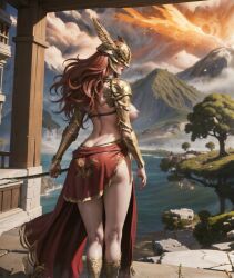 1girls ai_generated ass ass_cleavage barely_clothed big_ass big_breasts breasts elden_ring female female_focus female_only fromsoftware large_breasts malenia_blade_of_miquella red_hair thighs warrior
