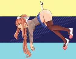 dumb_face eyes_rolling_back manhandled monika_(doki_doki_literature_club) panties villainess wedgie wedgied_female