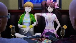 2girls 3d female kujikawa_rise persona persona_4 rbf7 satonaka_chie short_hair smile