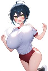 1girls ai_generated big_breasts blue_hair bouncing_breasts breasts danganronpa danganronpa_v3 embarrassed gender_transformation genderswap_(mtf) gym_clothing gym_shorts gym_uniform huge_breasts large_breasts rule_63 running saihara_shuuichi short_hair shuichi_saihara slutty_outfit stable_diffusion