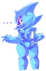 behind_view blue_skin looking_behind metal_sonic metallic_body metallic_skin red_eyes robot sonic_(series) sonic_the_hedgehog_(series) thick_thighs