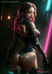 1girls actress ai_generated big_breasts bodysuit breasts celebrity cleavage cyberpunk detailed female female_only futuristic harness high_quality hourglass_figure human human_only latex light-skinned_female light_skin logart neon_lights seductive sensitive shiny_clothes solo stable_diffusion